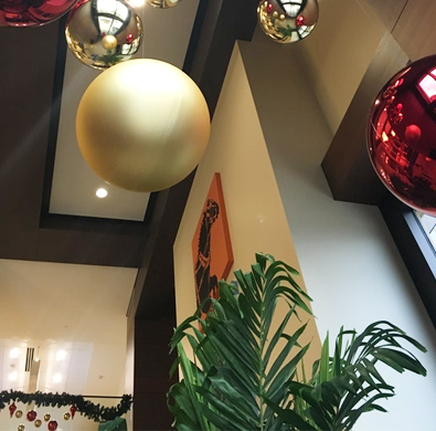 Large ornaments over plants